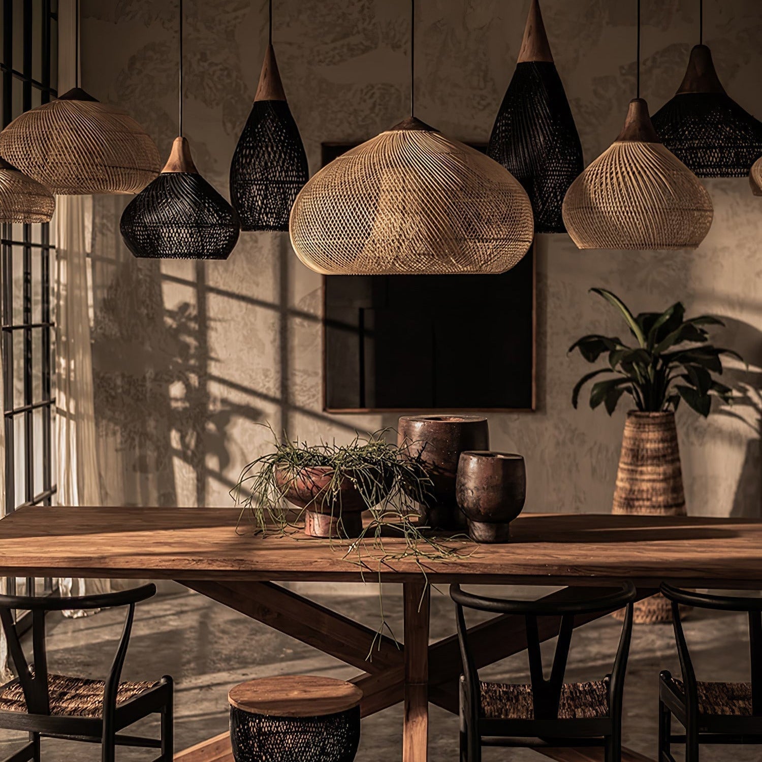 Braided Wicker Pendant Light – Cozy Living Room Decor