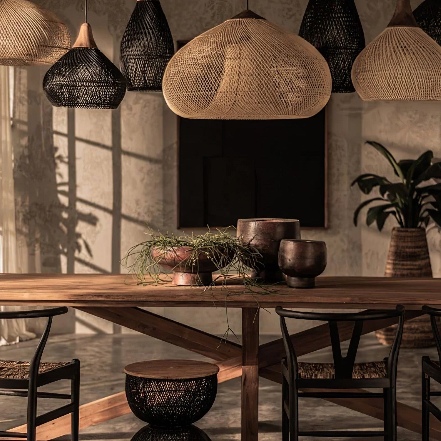 Braided Wicker Pendant Light – Cozy Living Room Decor