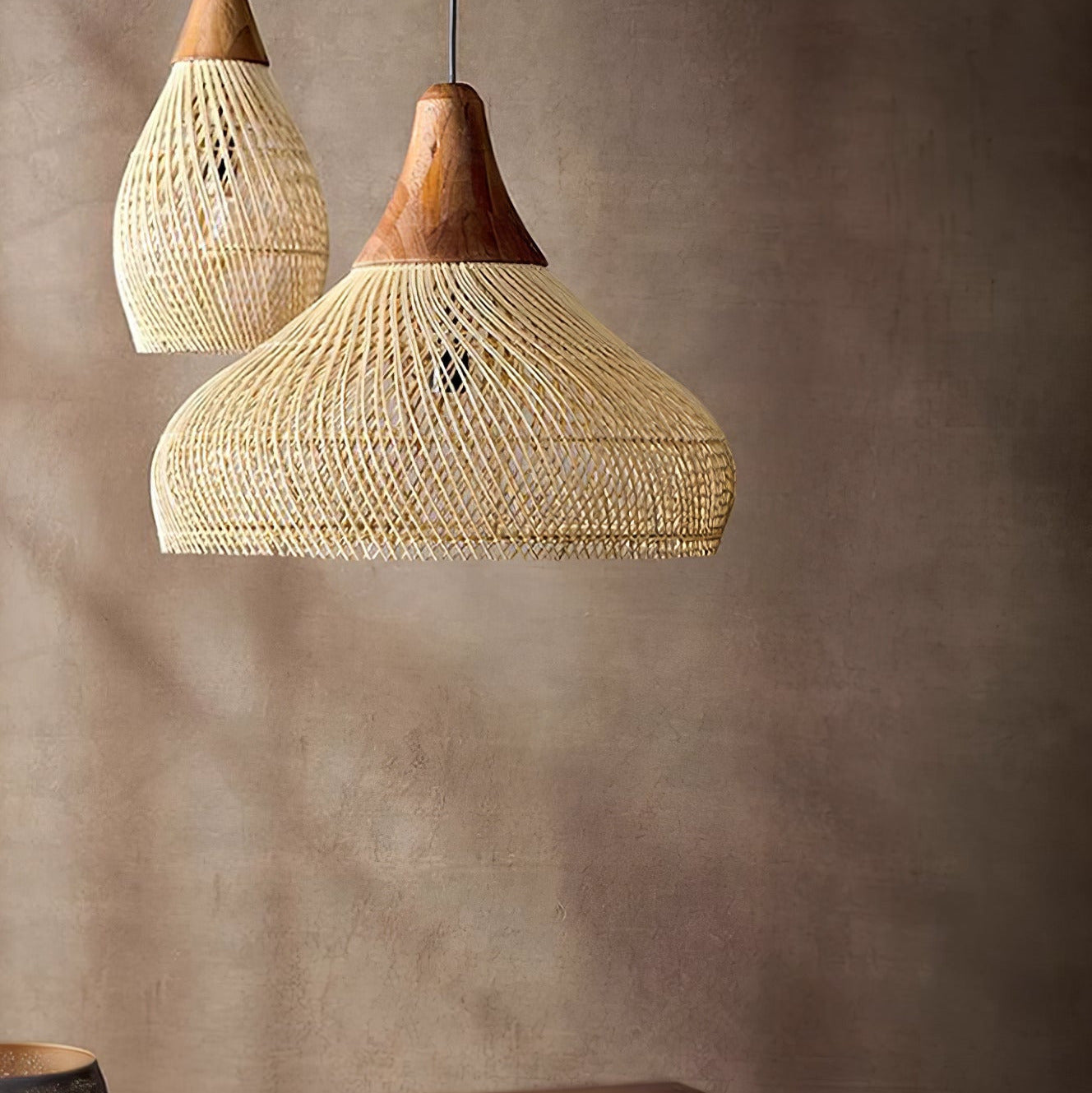 Braided Wicker Pendant Light – Cozy Living Room Decor