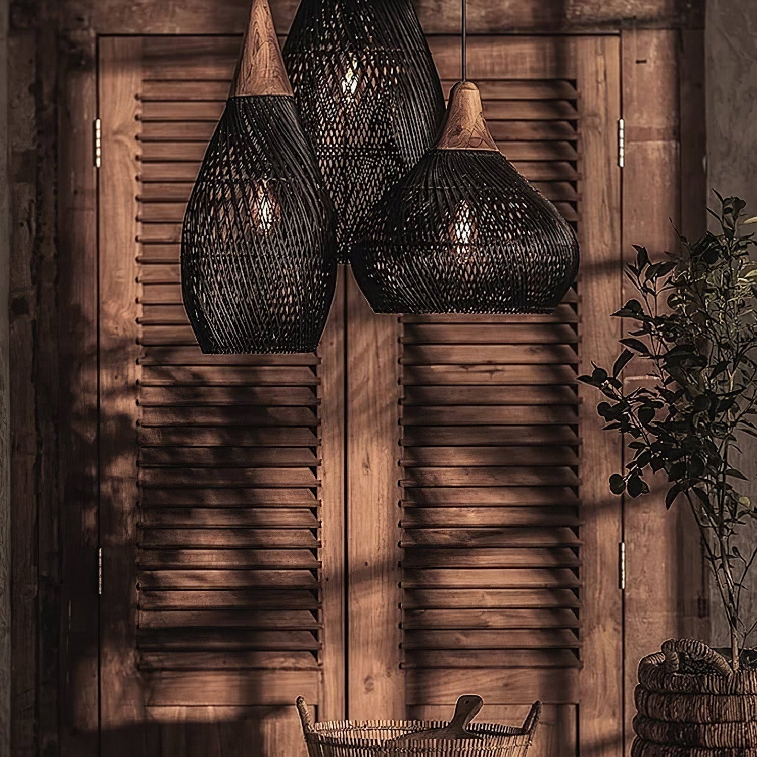 Braided Wicker Pendant Light – Cozy Living Room Decor