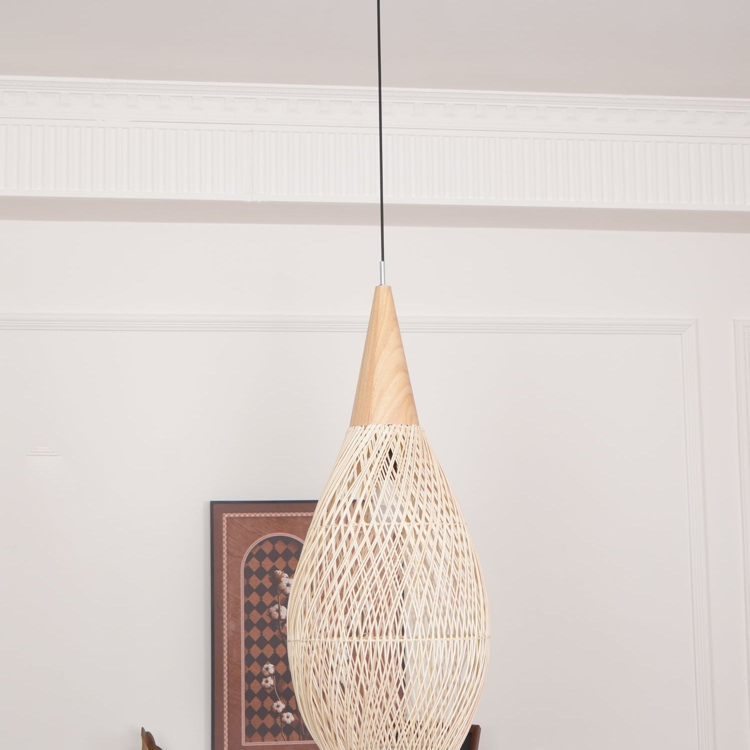 Braided Wicker Pendant Light – Cozy Living Room Decor
