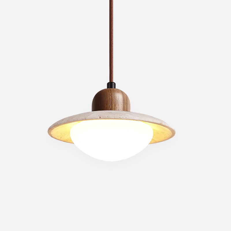 Round Travertine Pendant Lamp – LED Hanging Light