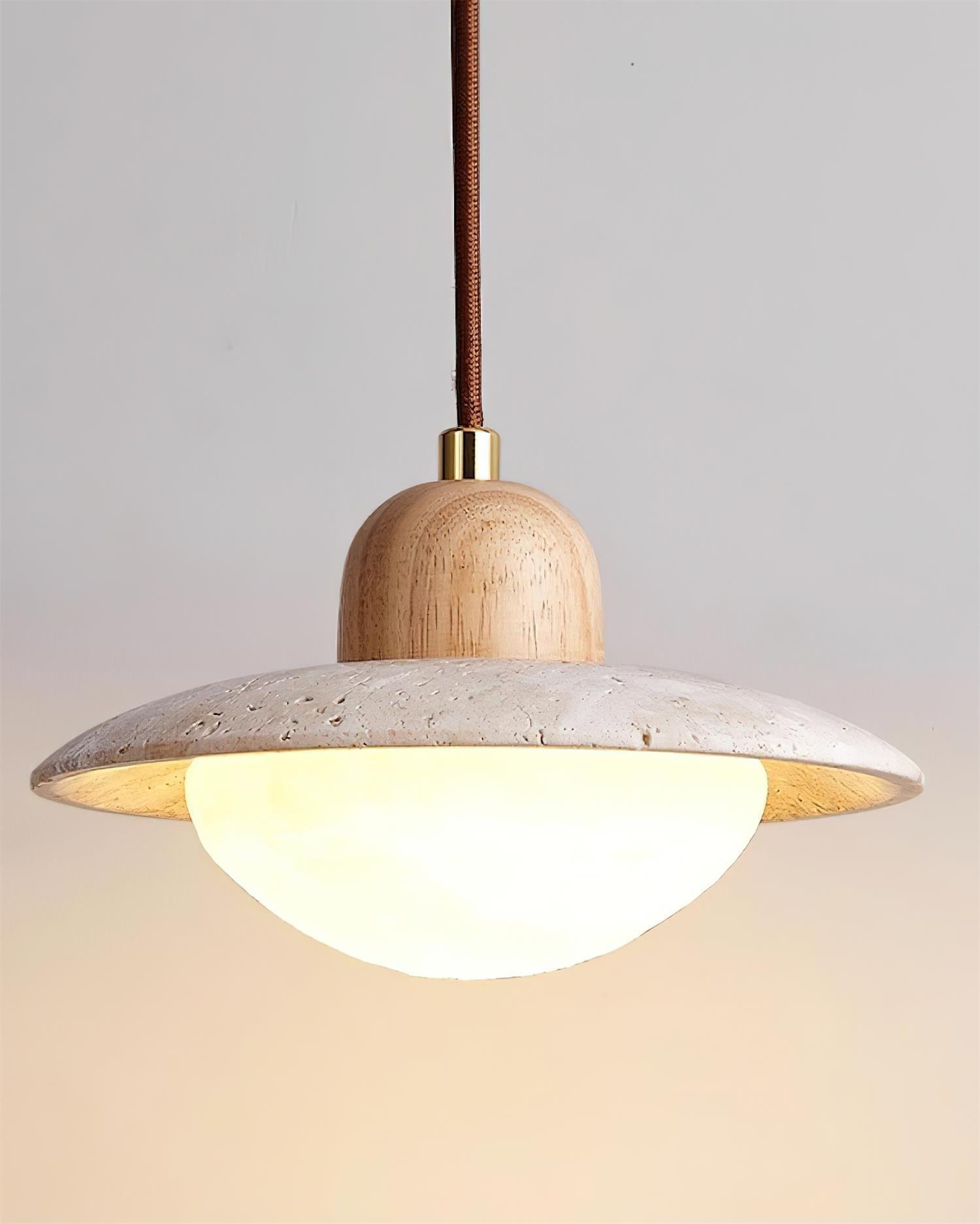 Round Travertine Pendant Lamp – LED Hanging Light