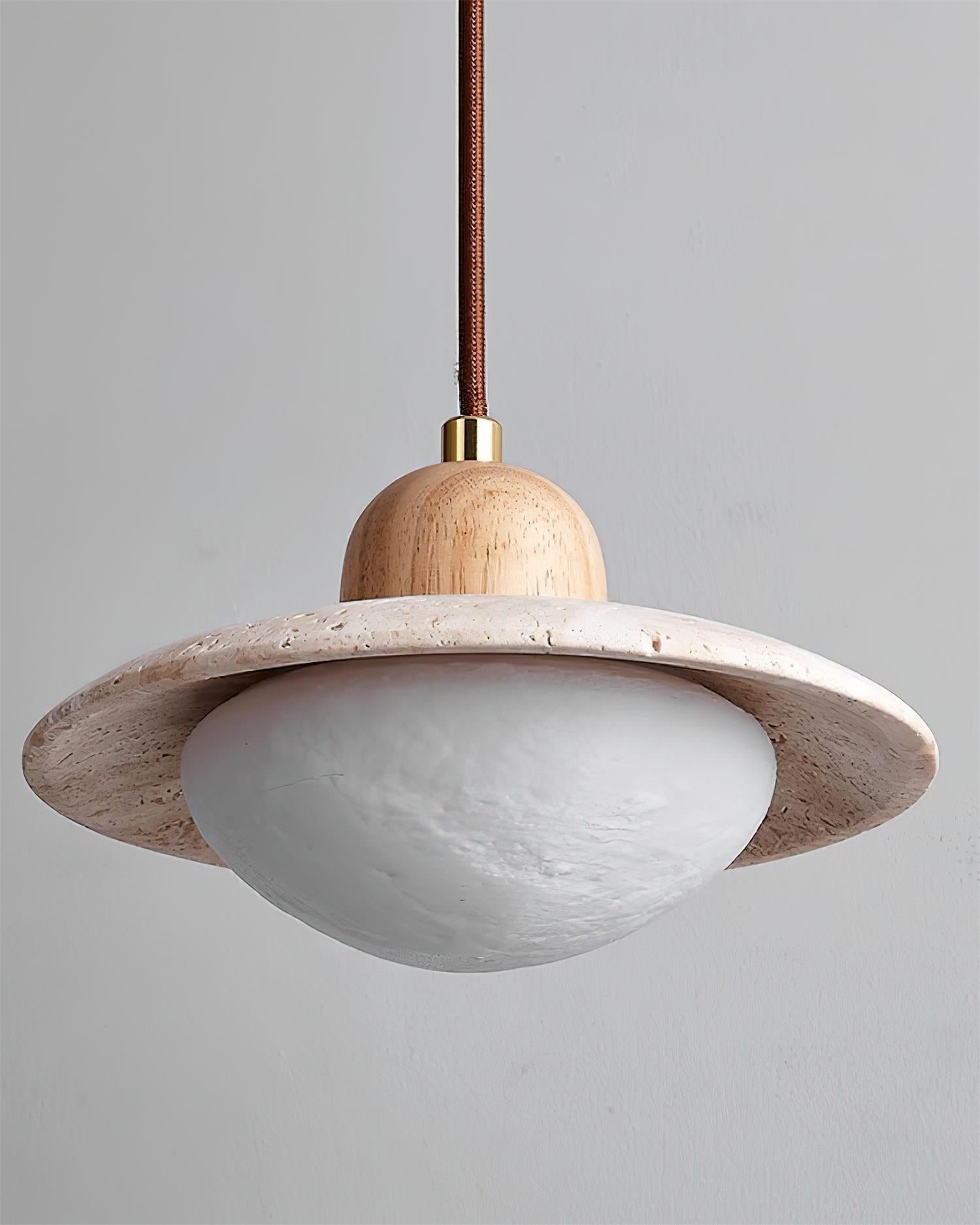 Round Travertine Pendant Lamp – LED Hanging Light