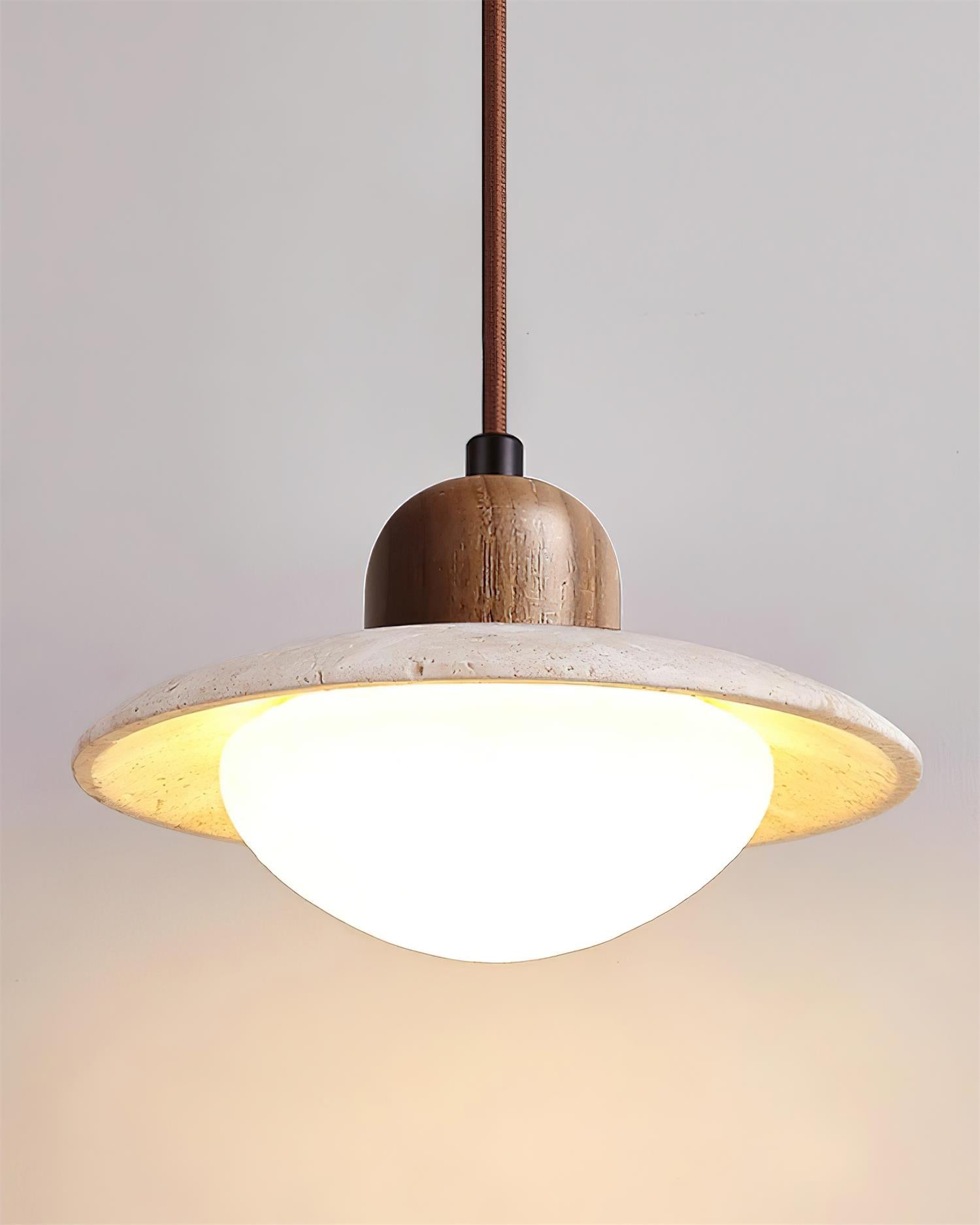 Round Travertine Pendant Lamp – LED Hanging Light