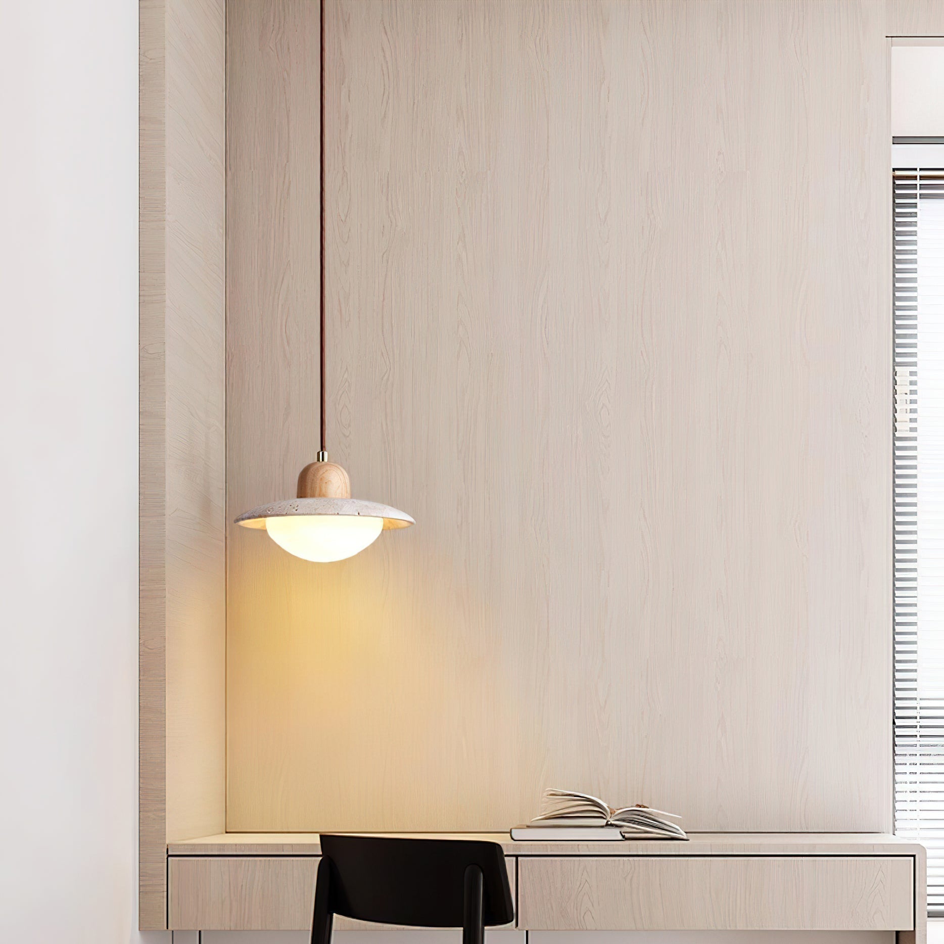 Round Travertine Pendant Lamp – LED Hanging Light