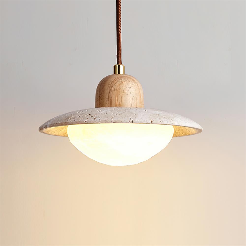 Round Travertine Pendant Lamp – LED Hanging Light