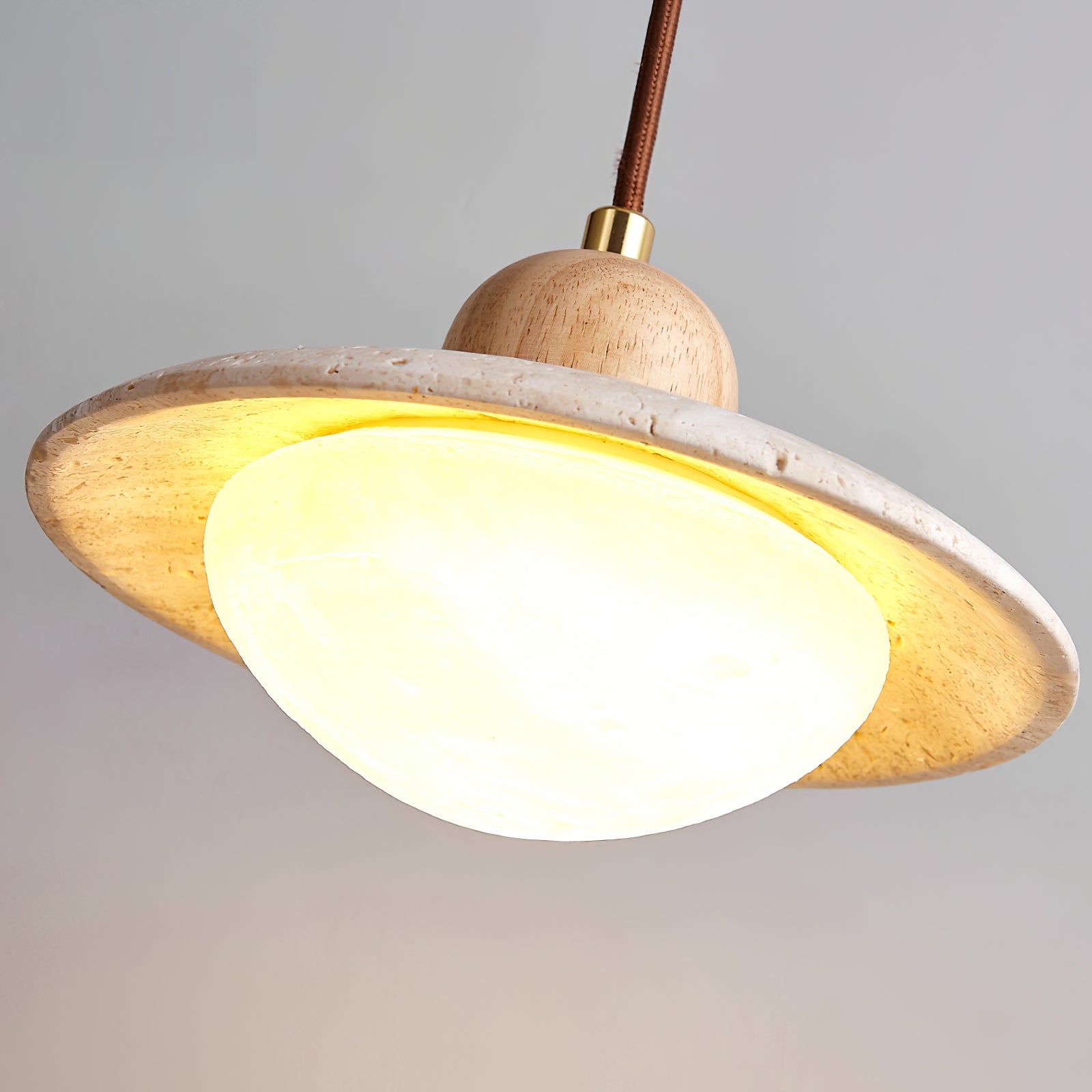 Round Travertine Pendant Lamp – LED Hanging Light