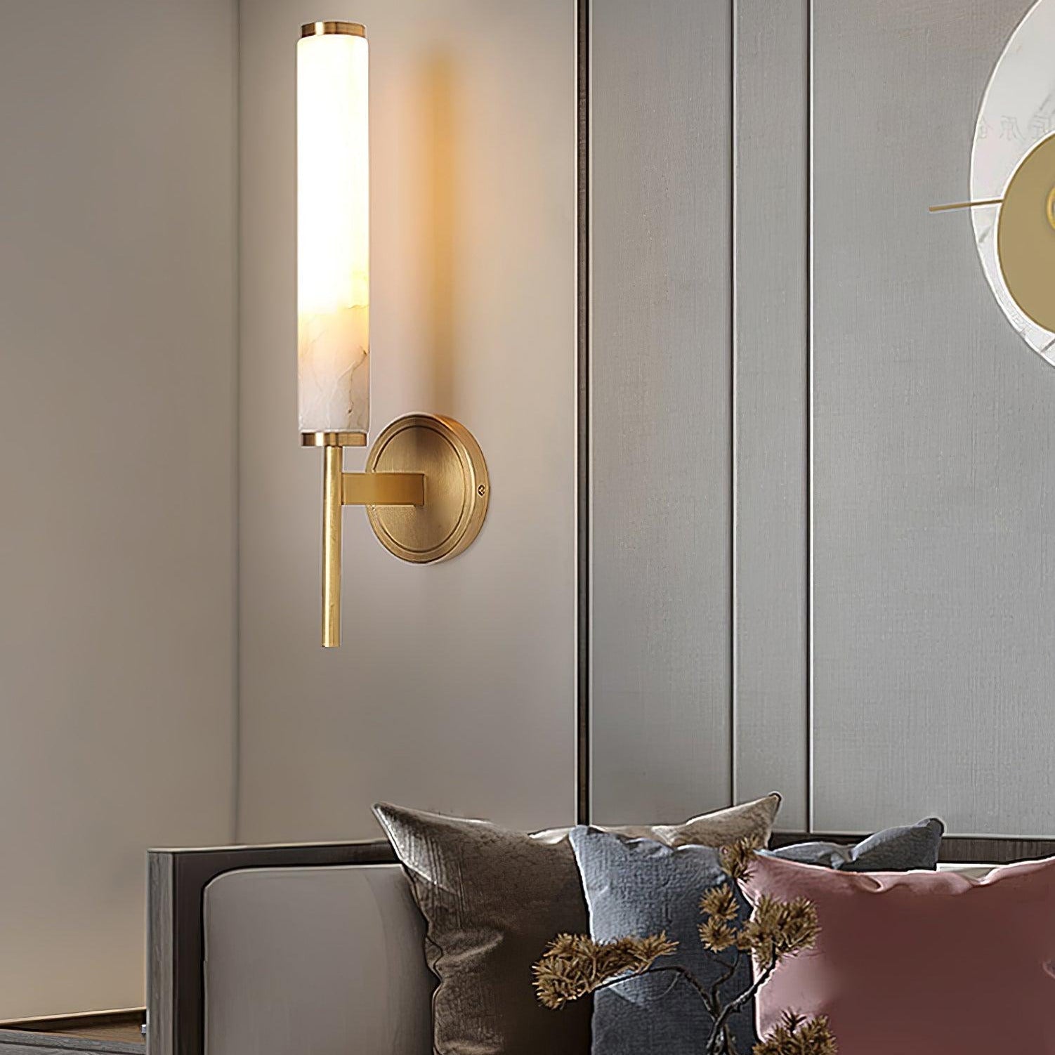 Wall-Mounted Alabaster Sconce – Art Deco-Inspired Lamp