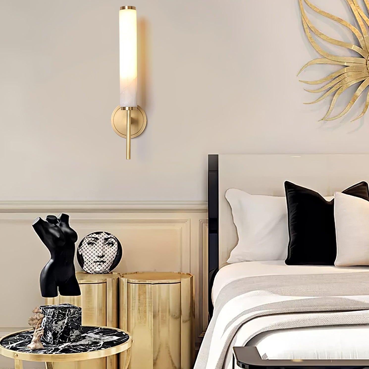 Wall-Mounted Alabaster Sconce – Art Deco-Inspired Lamp