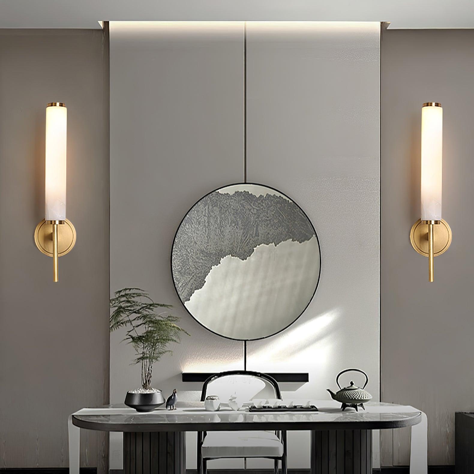 Wall-Mounted Alabaster Sconce – Art Deco-Inspired Lamp