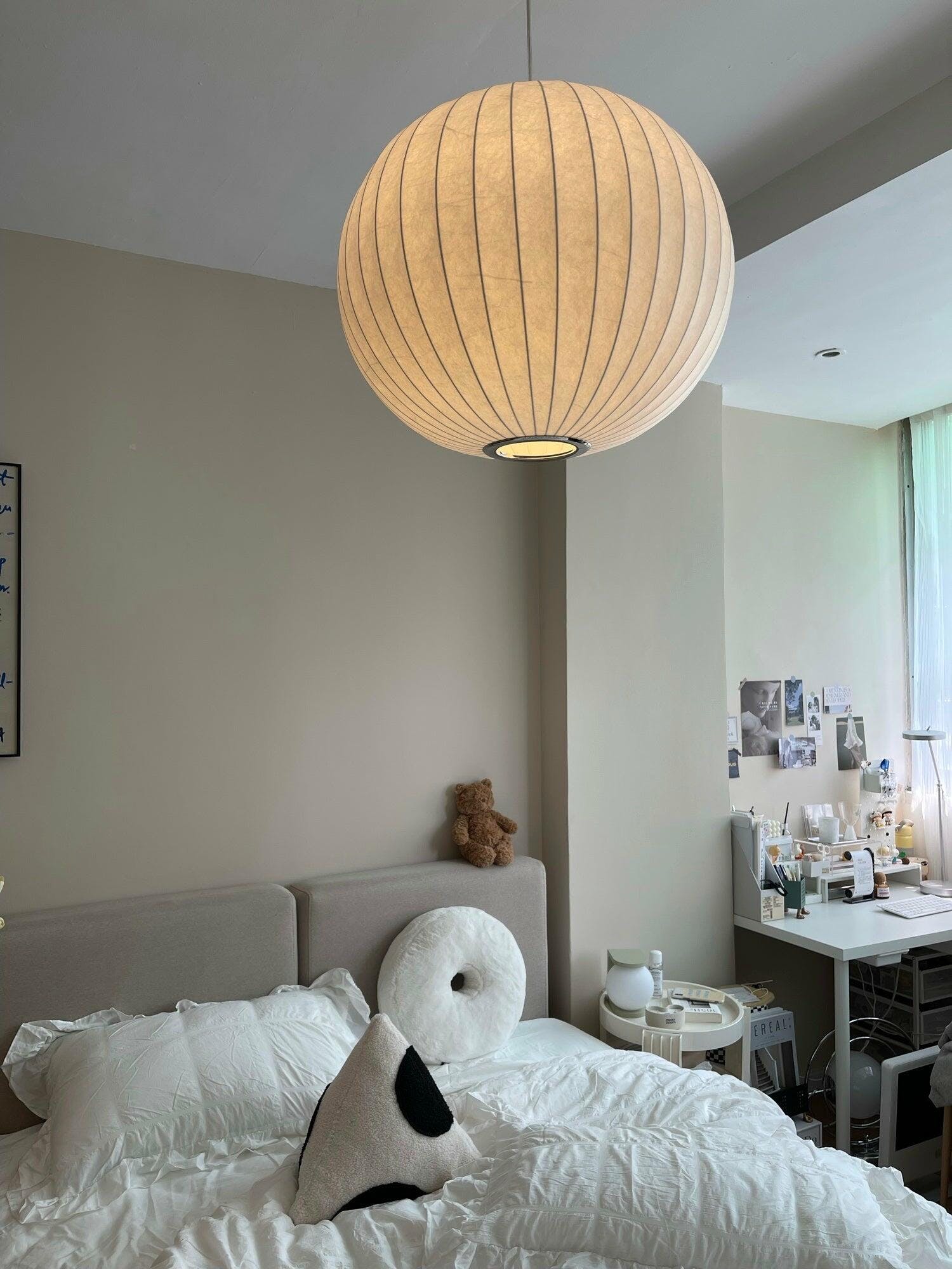 Modern Mulberry Fabric Bubble Chandelier – Hallway Decorative Pendant Lamp