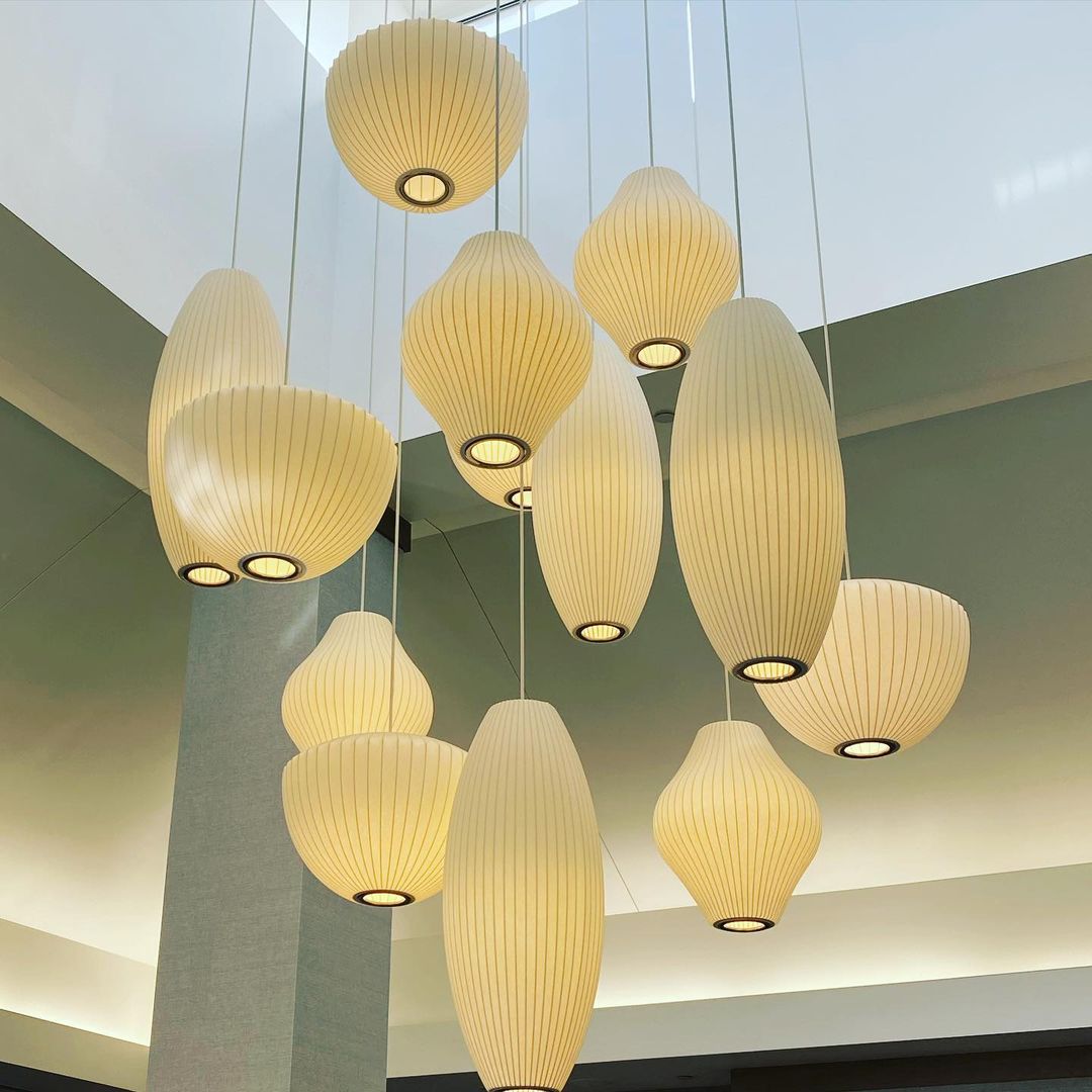Modern Mulberry Fabric Bubble Chandelier – Hallway Decorative Pendant Lamp