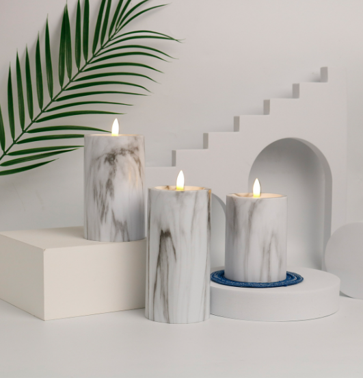 LED Flameless Marble Candle Lights 3-Piece Set