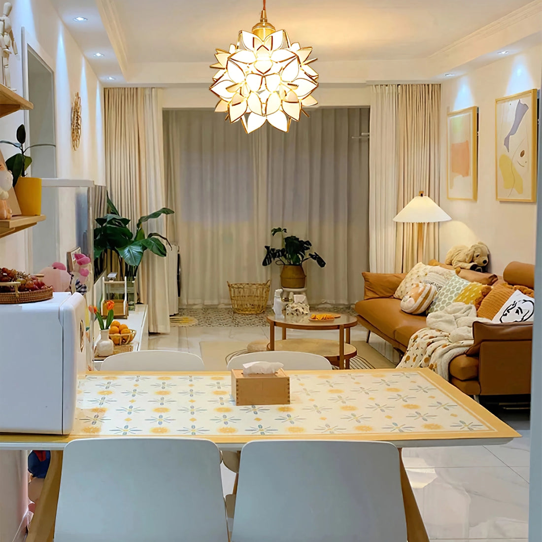 Clear Glass Capiz-Shells Pendant Light