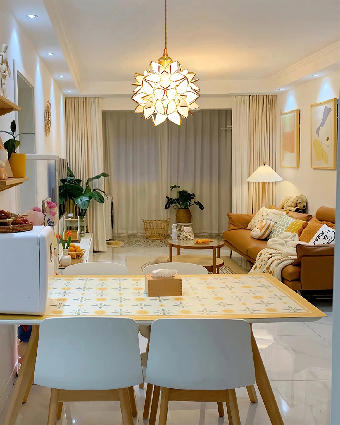 Clear Glass Capiz-Shells Pendant Light