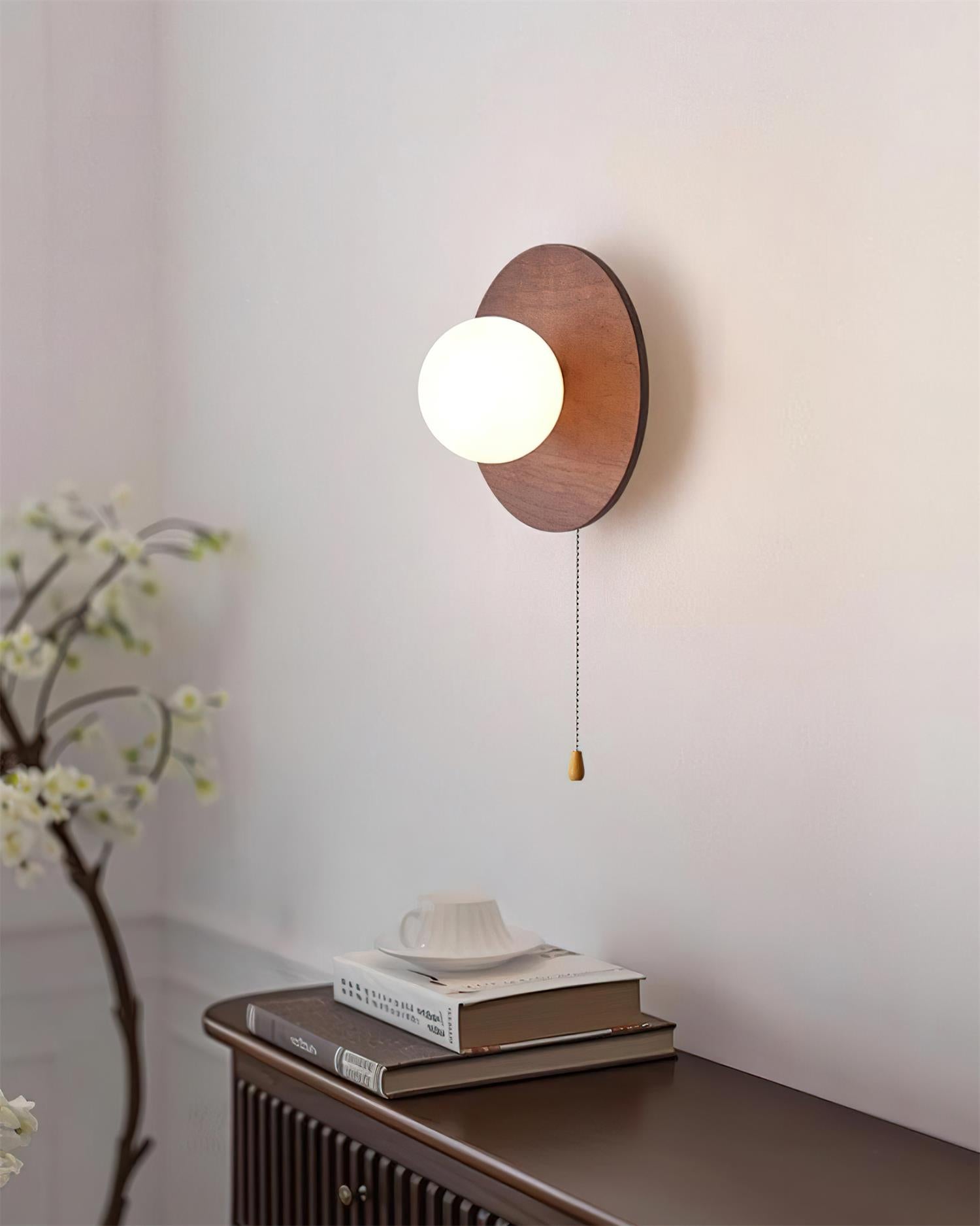 Contemporary Wood and Glass Wall Lamp – Damp-Rated Decorative Lighting