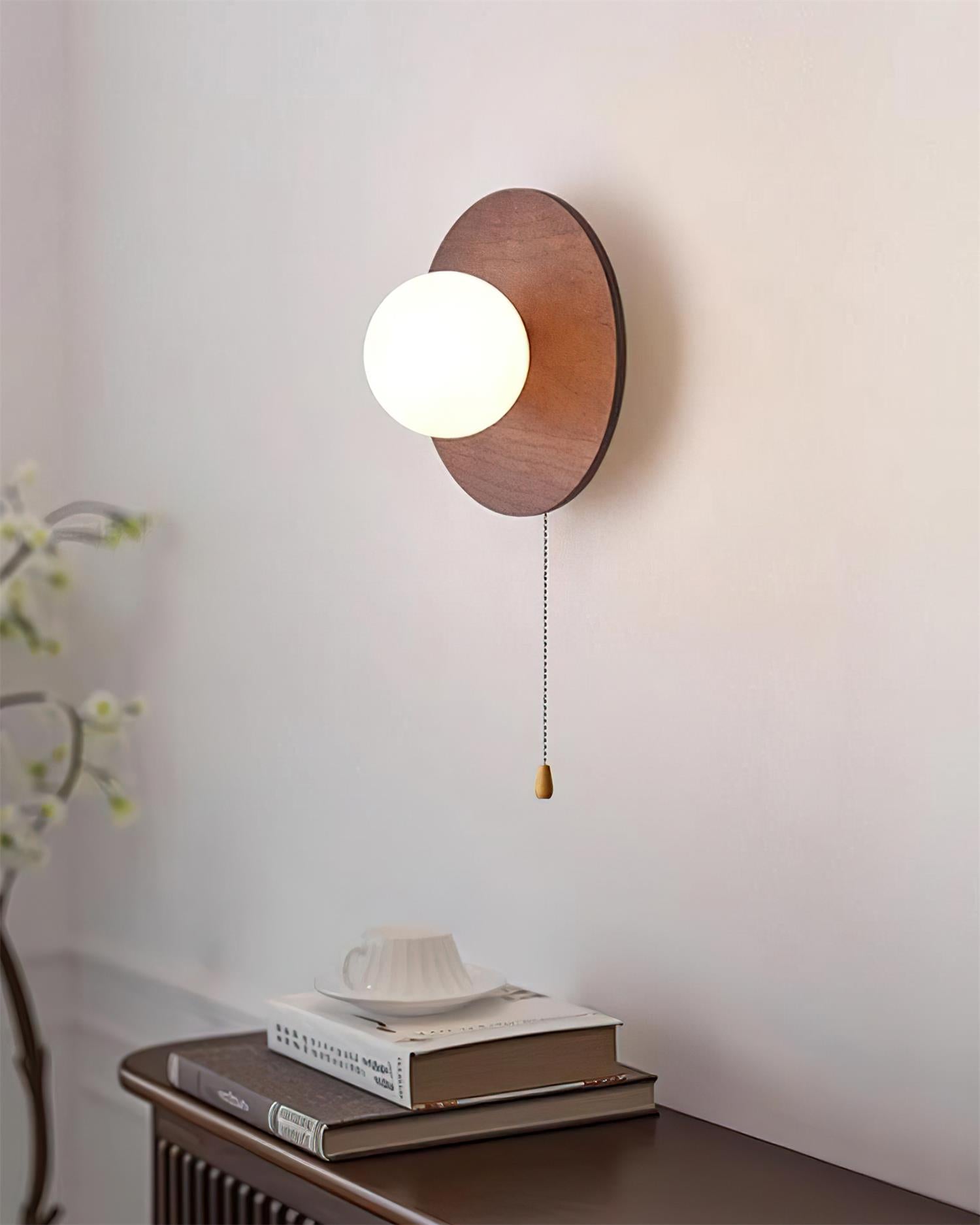 Contemporary Wood and Glass Wall Lamp – Damp-Rated Decorative Lighting