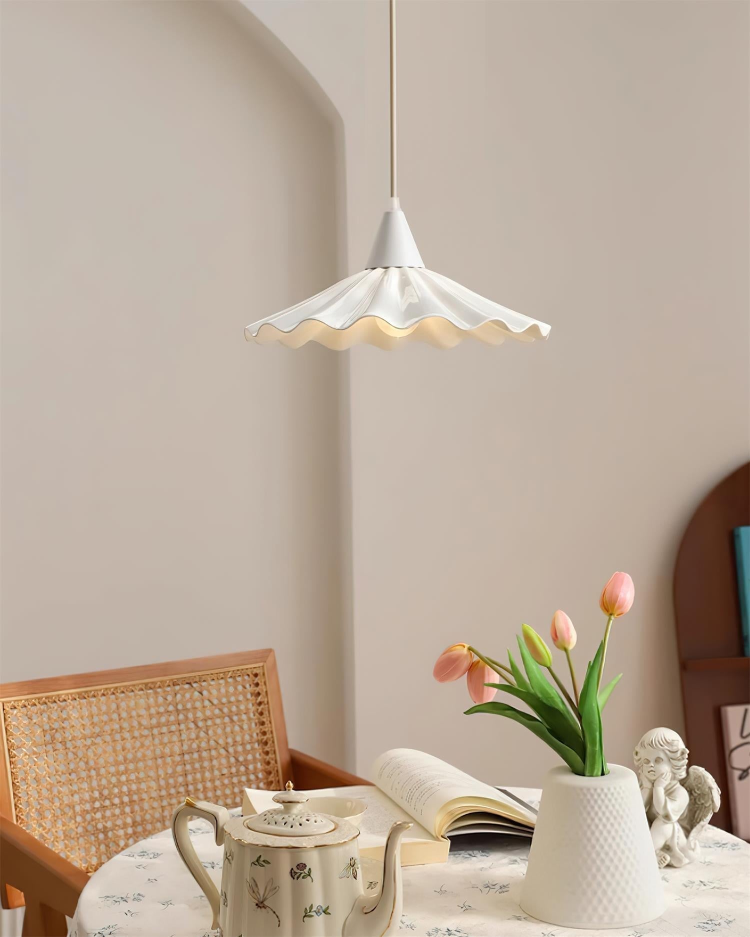 Matte White Ceramic Pendant Lamp – Modern Hanging Lamp