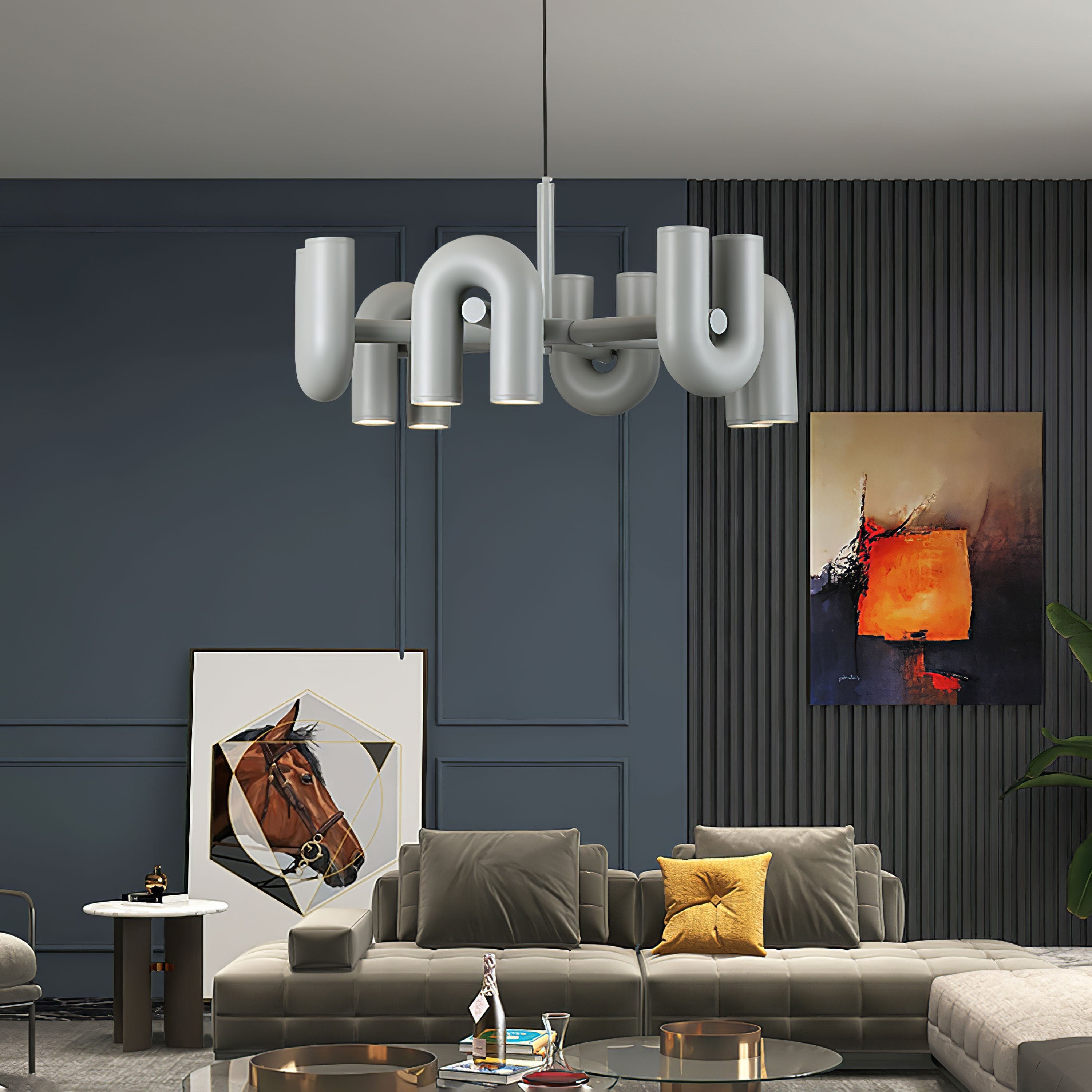 Contemporary Cirkus Chandelier – Sculptural U-Shaped Ceiling Light