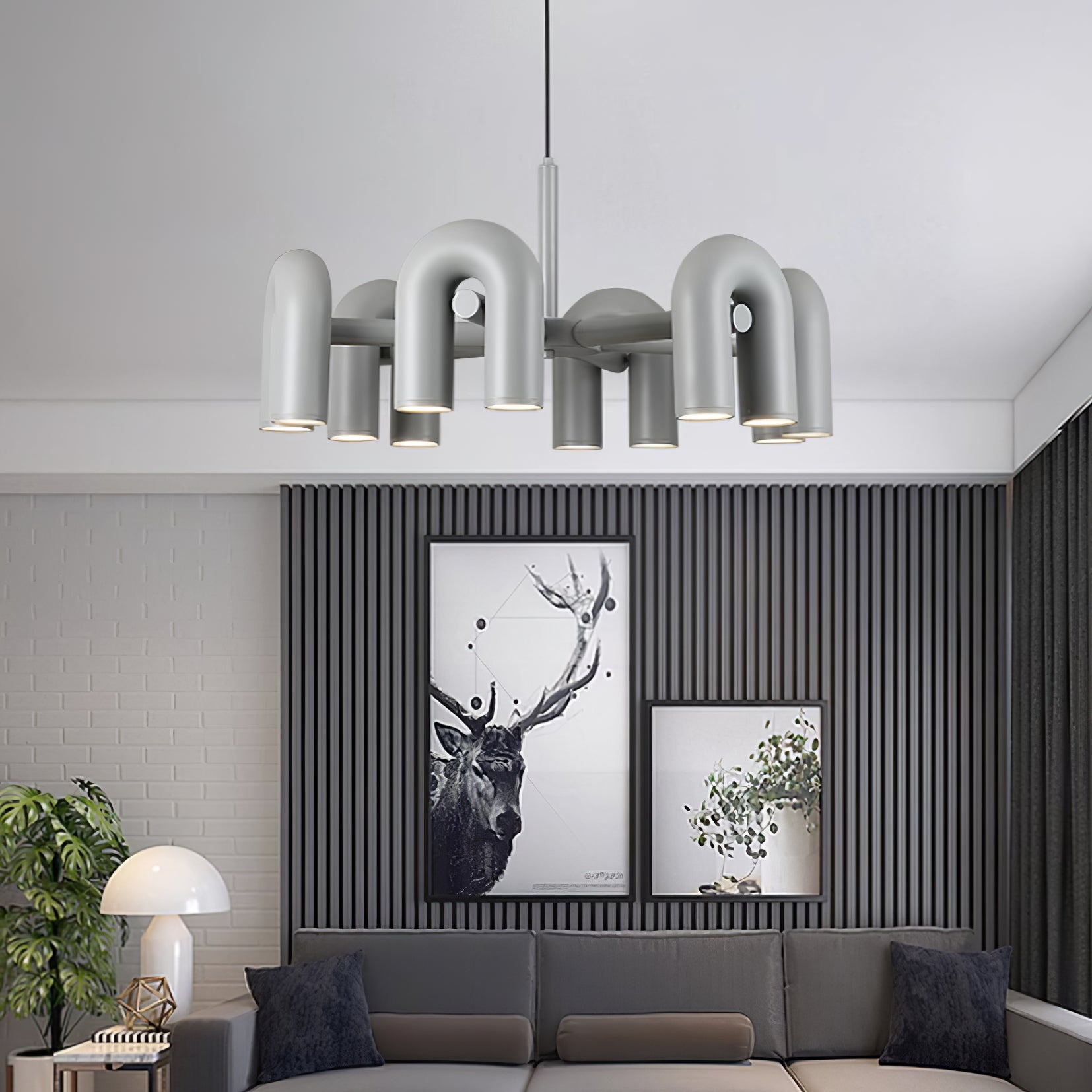 Contemporary Cirkus Chandelier – Sculptural U-Shaped Ceiling Light
