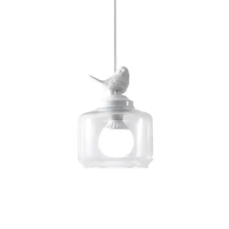 Single Head Bird-Design Glass Lamp | Clear Glass, Adjustable Height Pendant Light