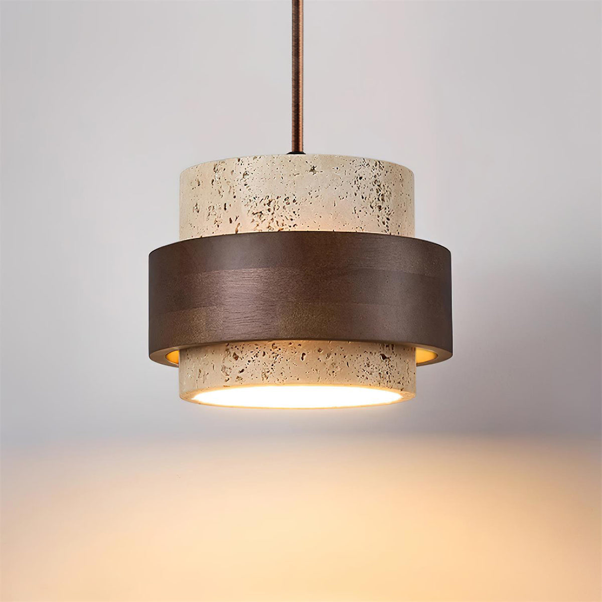 Contemporary Pendant Light Fixture – Travertine Stone Finish