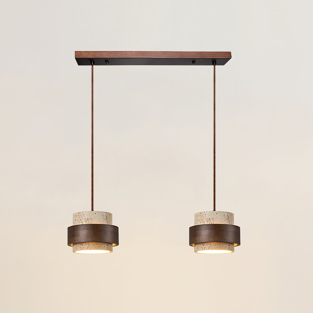 Contemporary Pendant Light Fixture – Travertine Stone Finish
