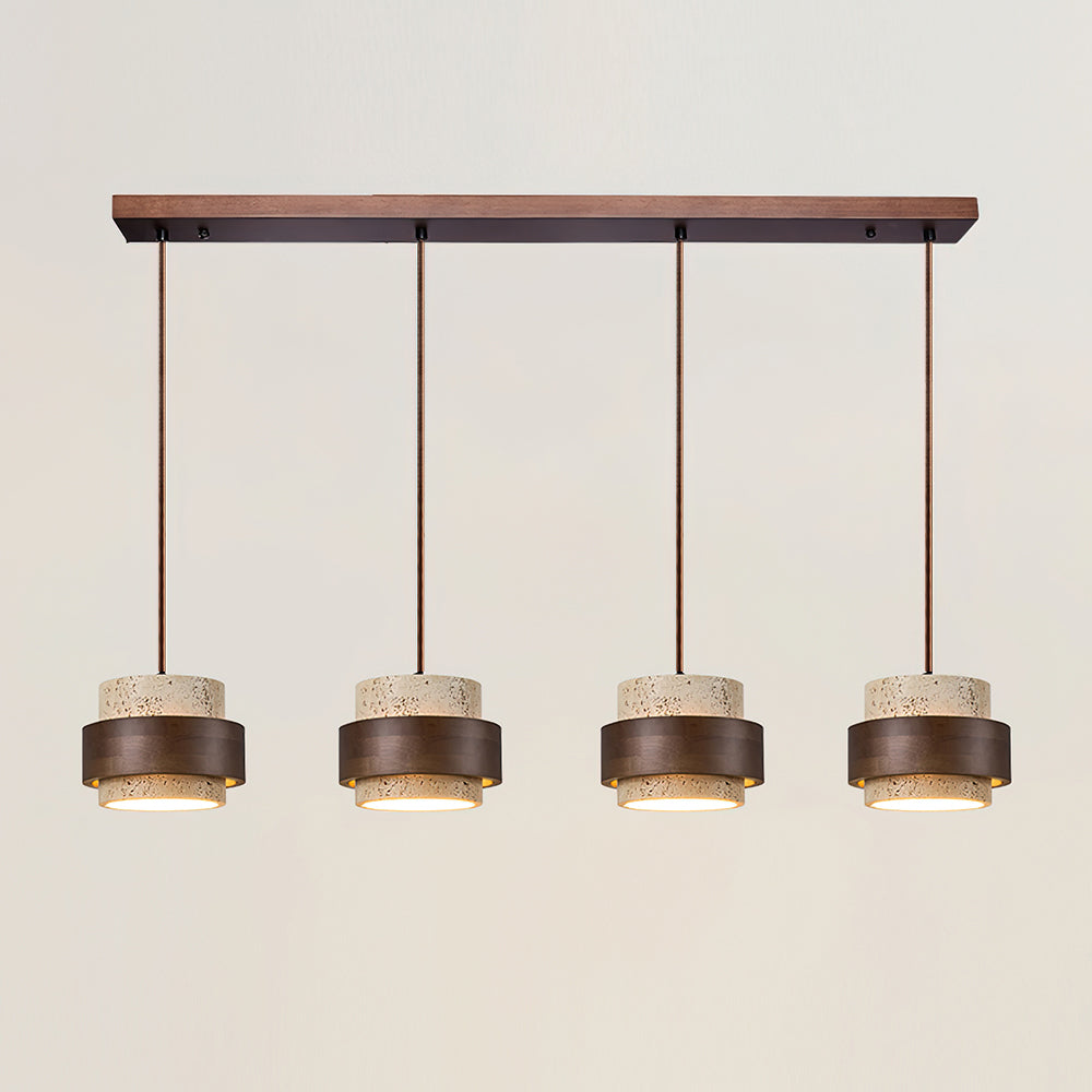 Contemporary Pendant Light Fixture – Travertine Stone Finish