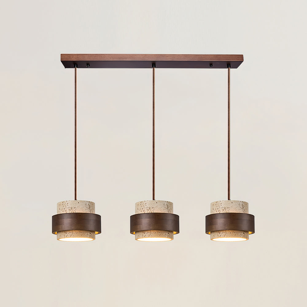 Contemporary Pendant Light Fixture – Travertine Stone Finish