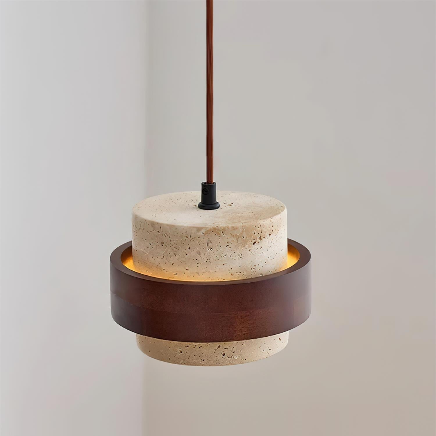 Contemporary Pendant Light Fixture – Travertine Stone Finish
