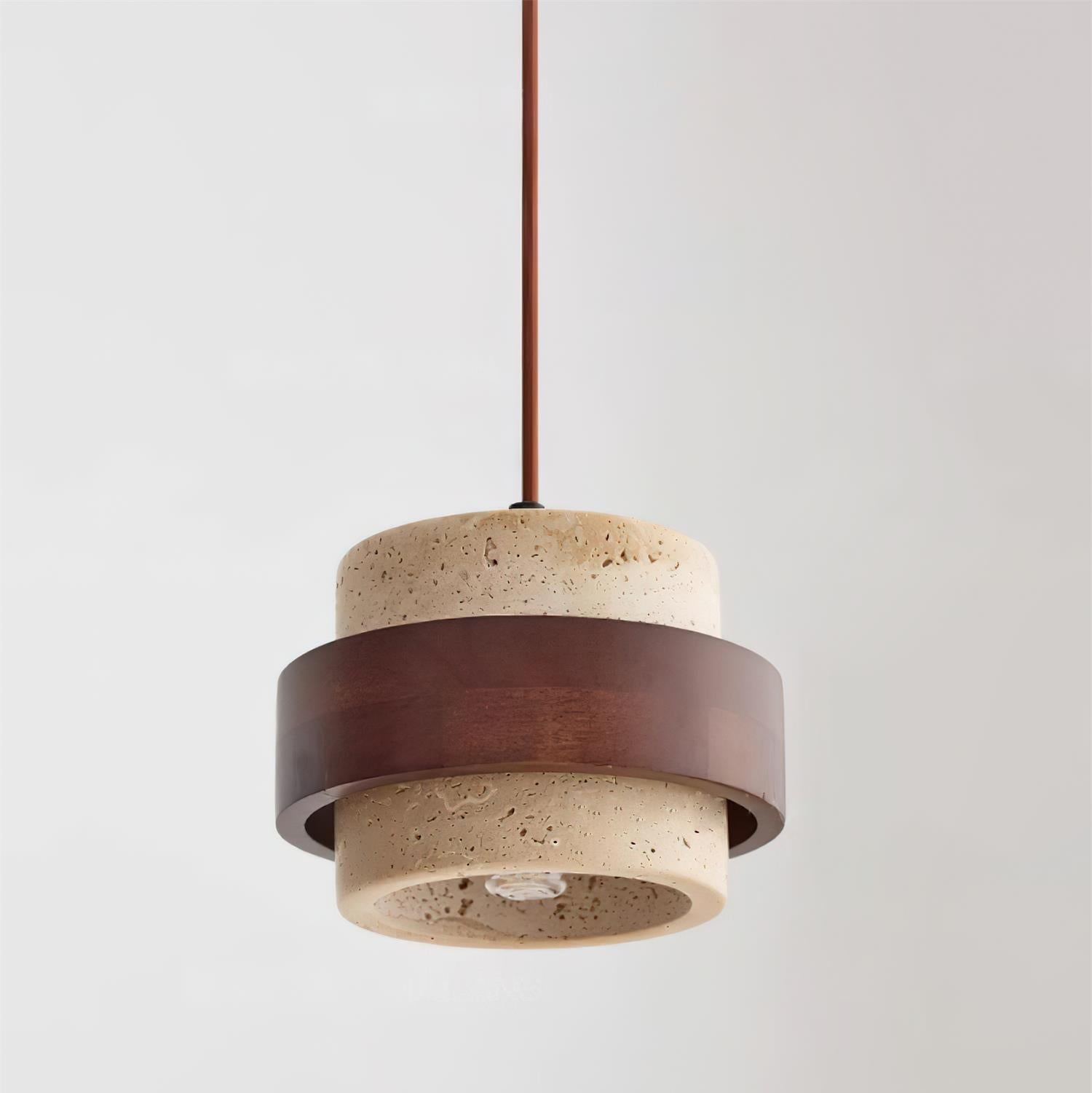 Contemporary Pendant Light Fixture – Travertine Stone Finish
