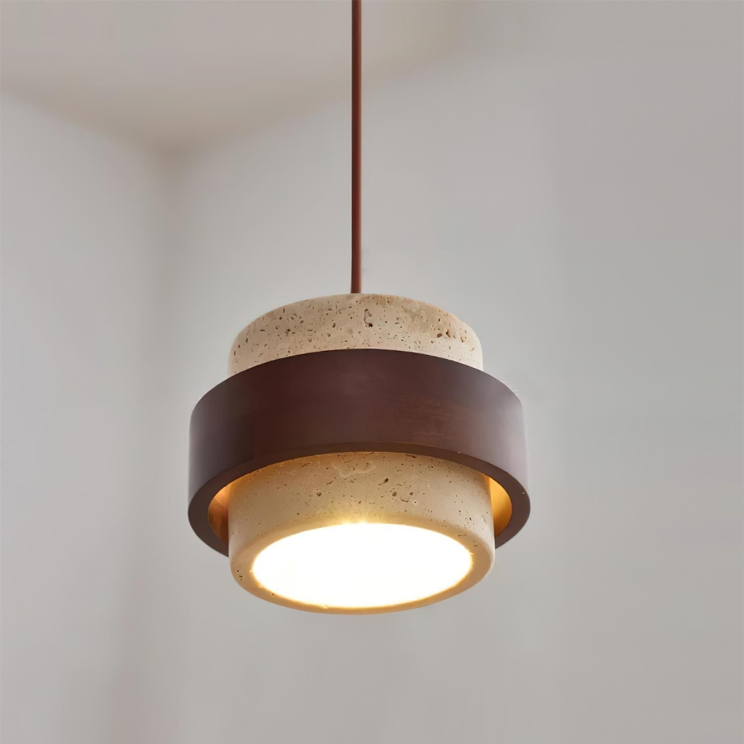 Contemporary Pendant Light Fixture – Travertine Stone Finish