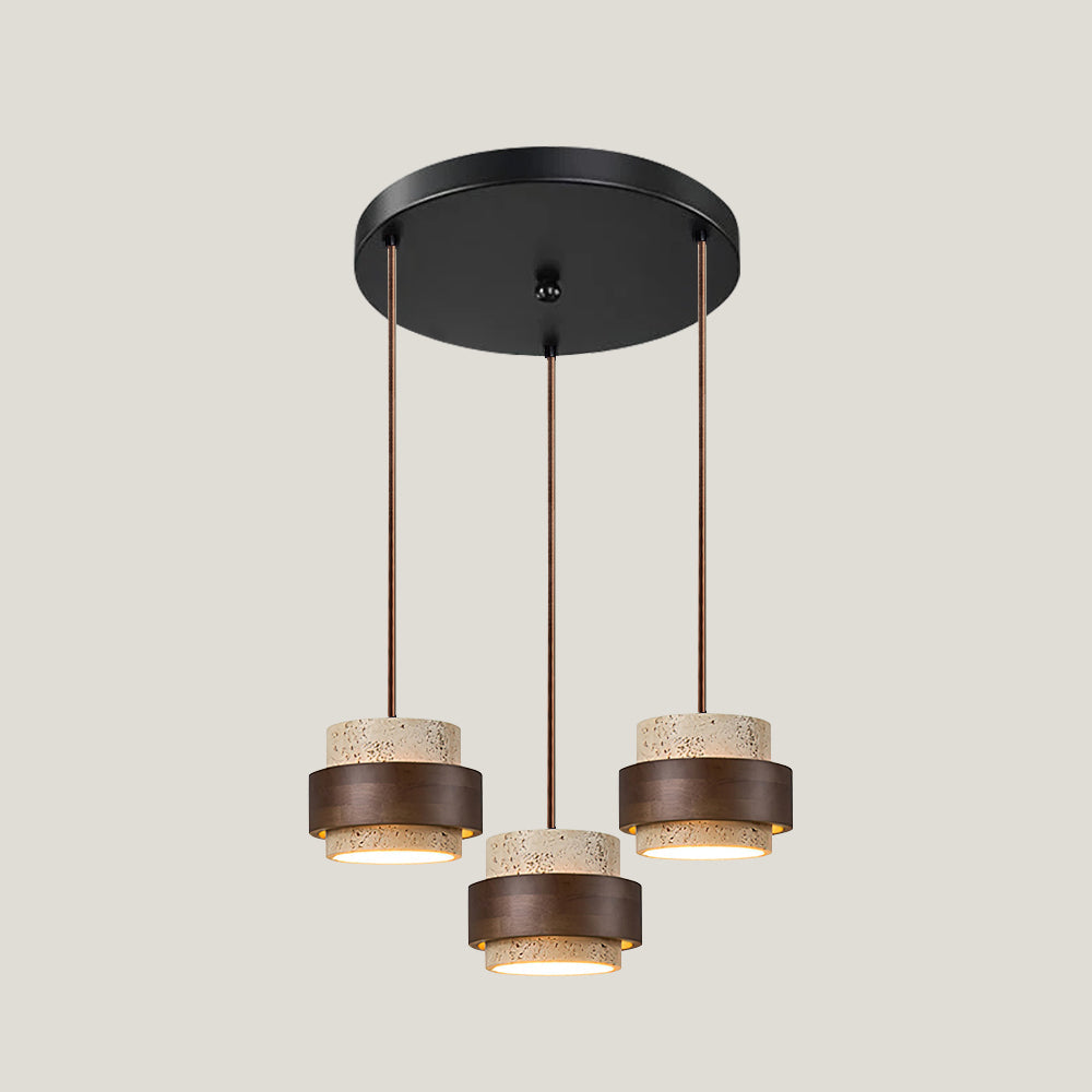 Contemporary Pendant Light Fixture – Travertine Stone Finish