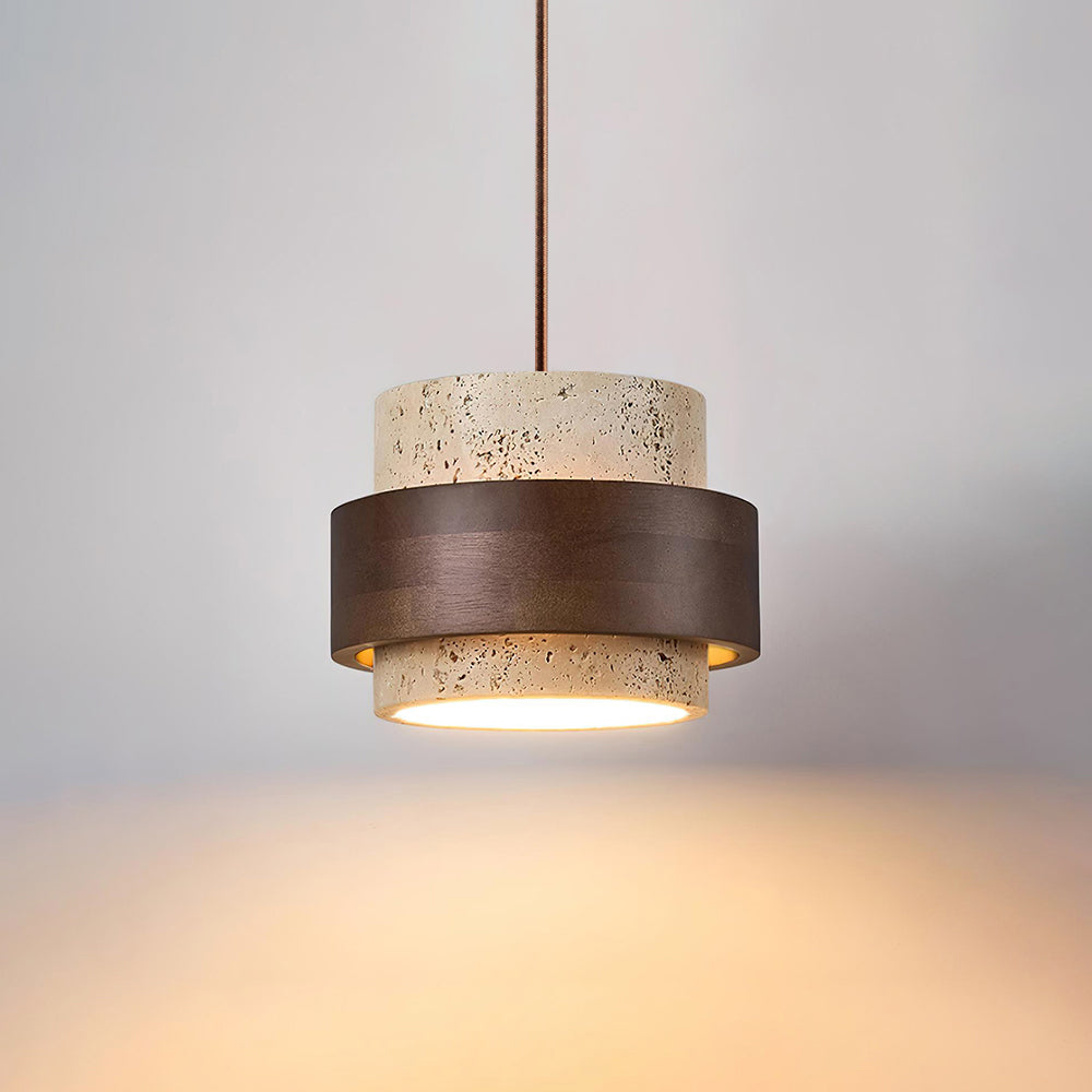 Contemporary Pendant Light Fixture – Travertine Stone Finish