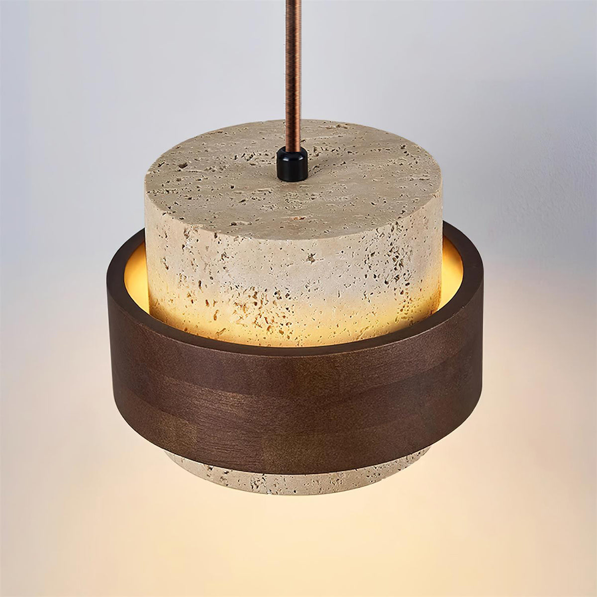 Contemporary Pendant Light Fixture – Travertine Stone Finish