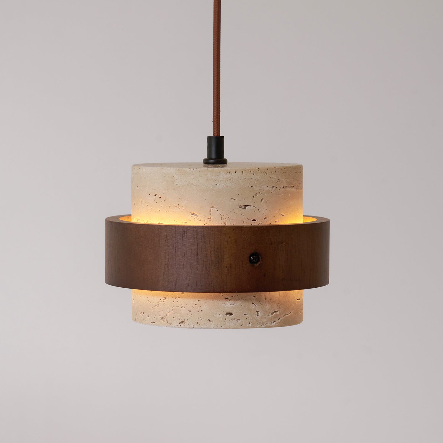 Contemporary Pendant Light Fixture – Travertine Stone Finish