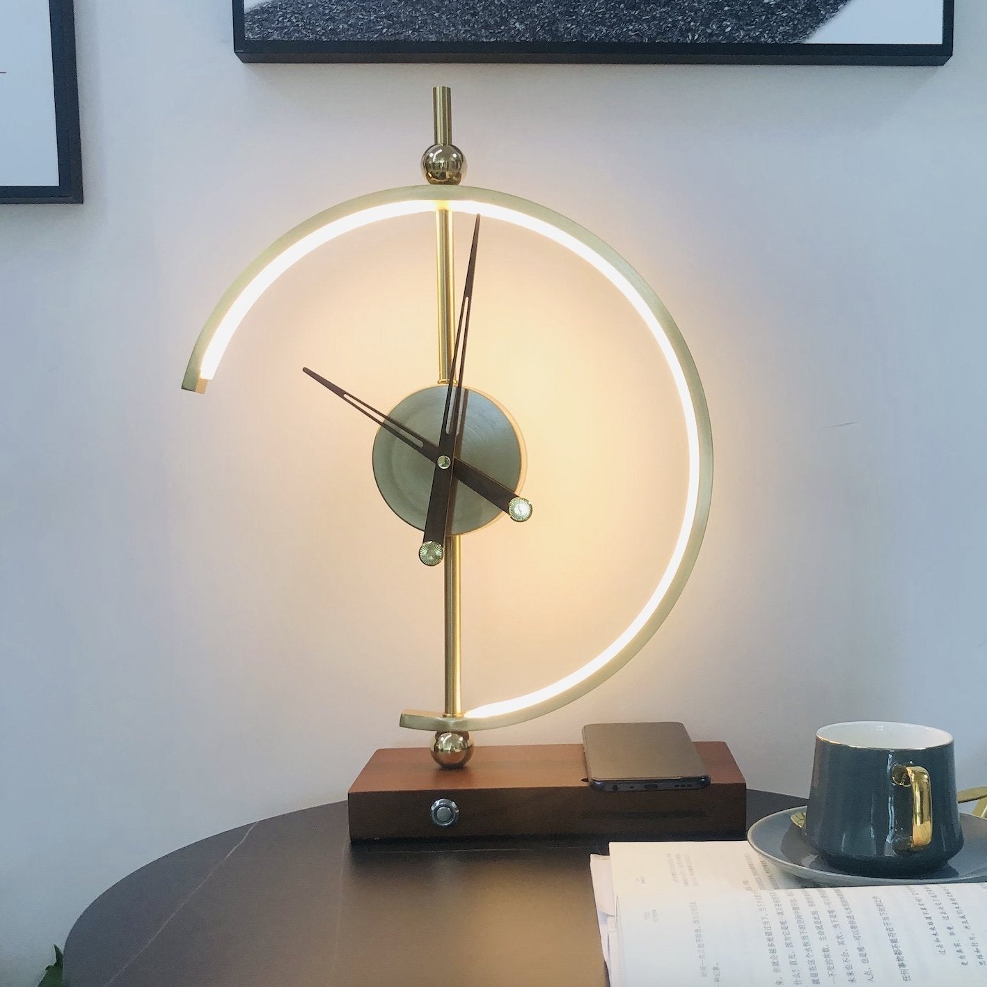 Modern Lamp with Clock & USB Charger