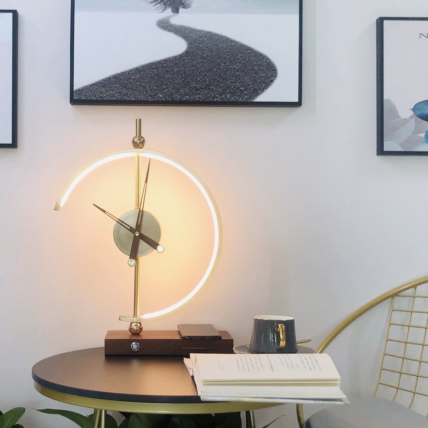 Modern Lamp with Clock & USB Charger