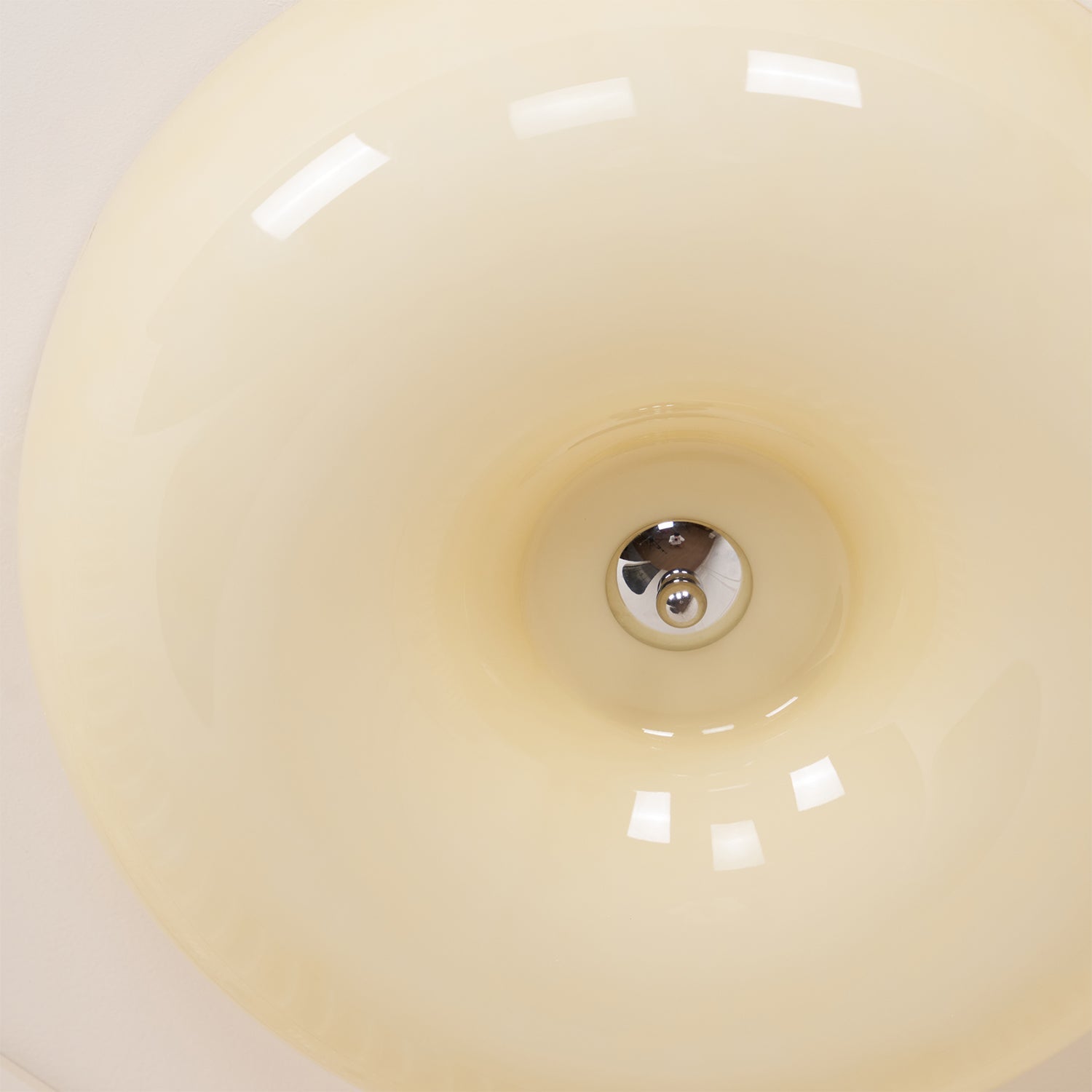 Round Glass Ceiling Lamp – Button Design with Integrated LED