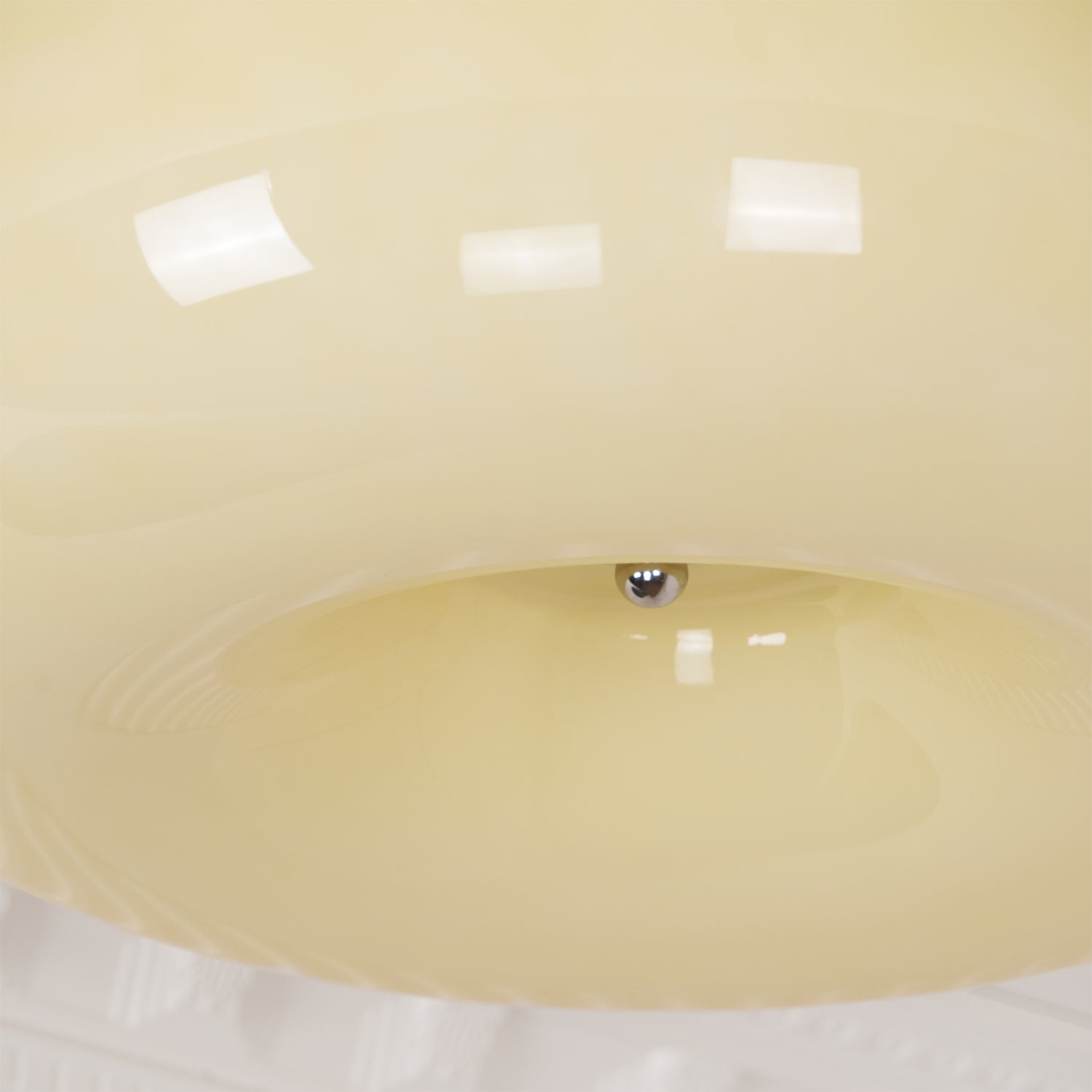 Round Glass Ceiling Lamp – Button Design with Integrated LED