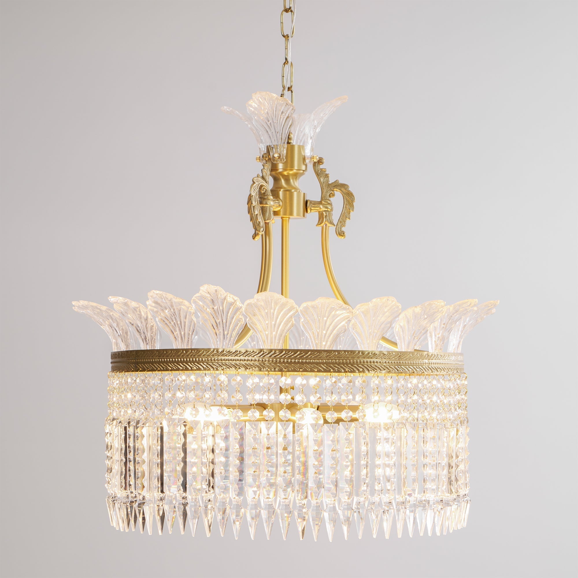 Brass Frame Crystal Chandelier – Timeless Decorative Lighting