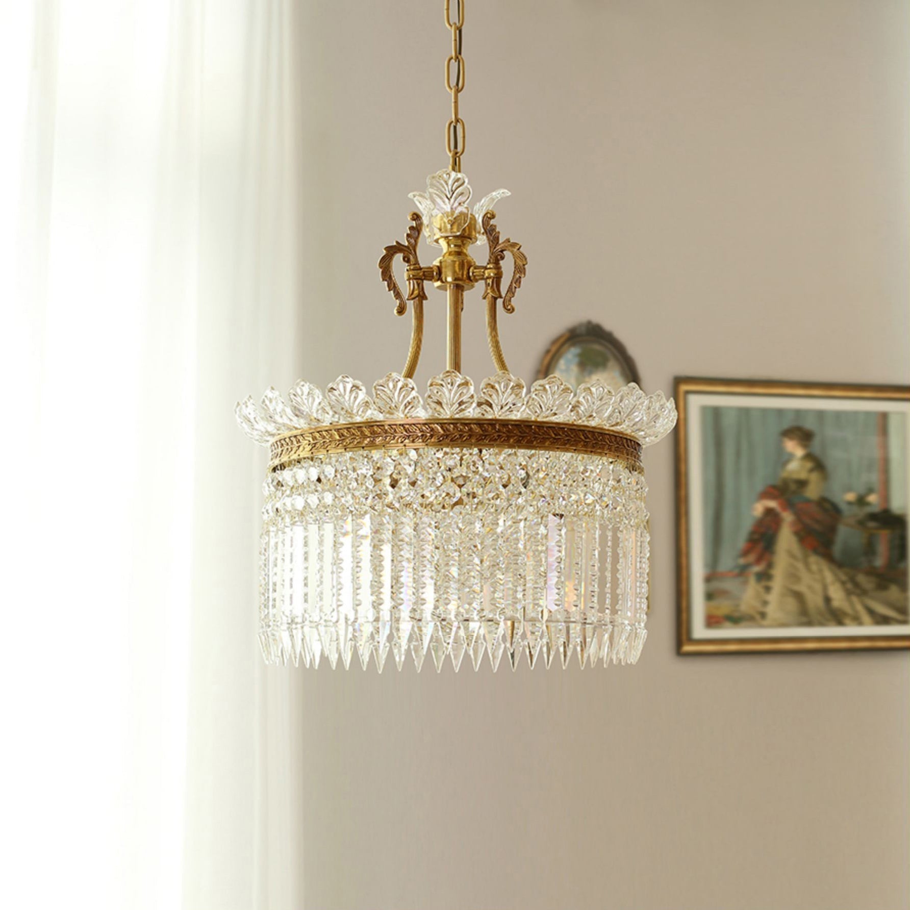 Brass Frame Crystal Chandelier – Timeless Decorative Lighting