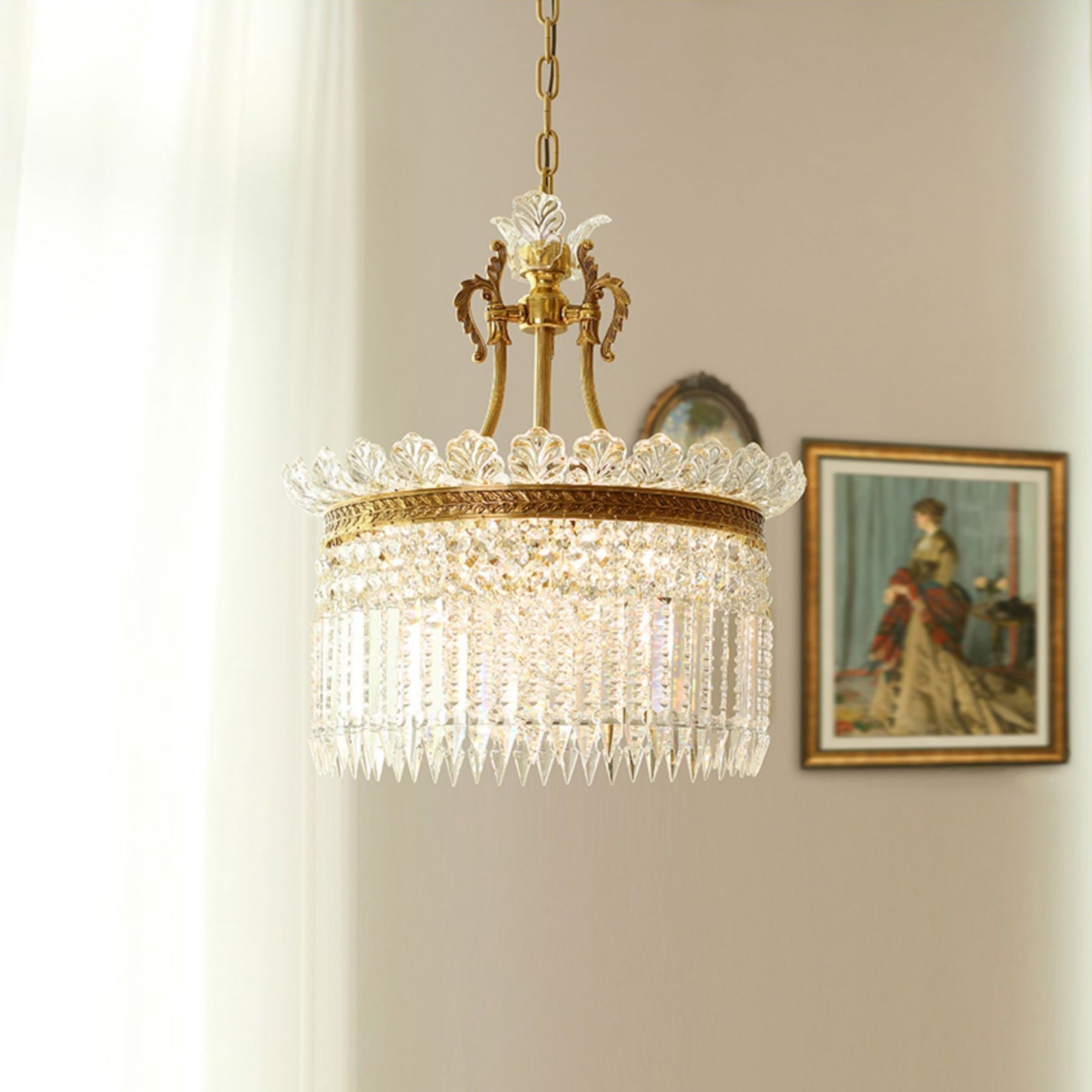 Brass Frame Crystal Chandelier – Timeless Decorative Lighting
