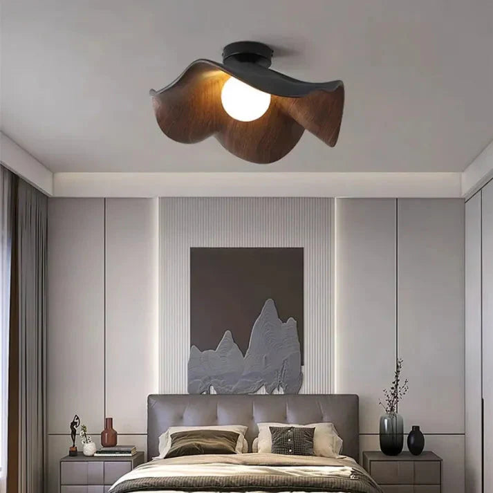 Nordic Lotus Design Ceiling Light | Wooden Resin LED Fixture