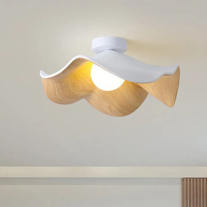 Nordic Lotus Design Ceiling Light | Wooden Resin LED Fixture