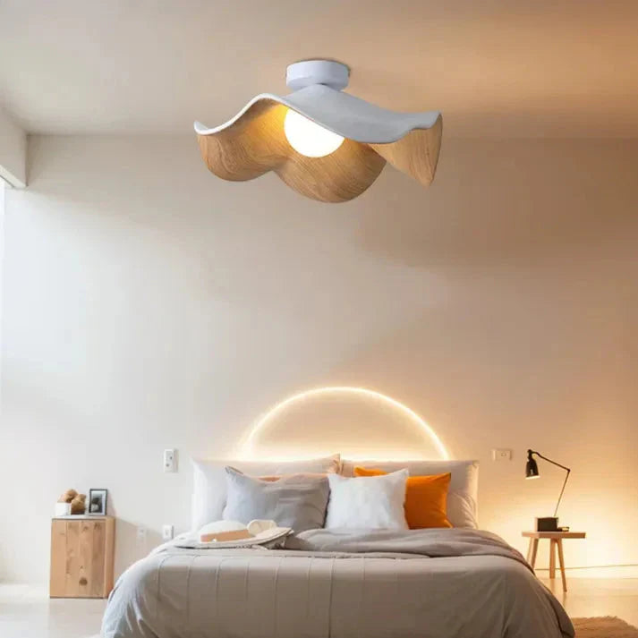 Nordic Lotus Design Ceiling Light | Wooden Resin LED Fixture