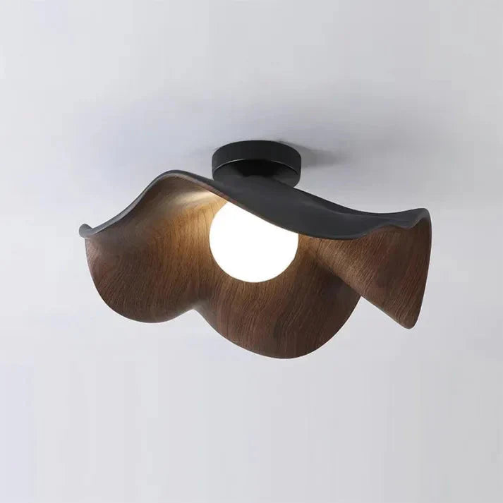 Nordic Lotus Design Ceiling Light | Wooden Resin LED Fixture