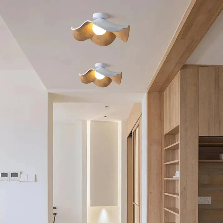 Nordic Lotus Design Ceiling Light | Wooden Resin LED Fixture