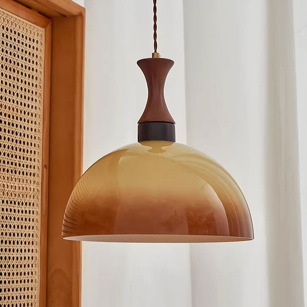 Amber Glass Farmhouse Pendant Lamp | Vintage-Inspired Ceiling Fixture